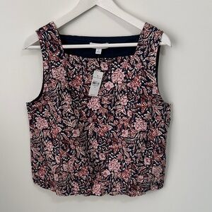 Ann Taylor Pink and Navy Floral Tank Top